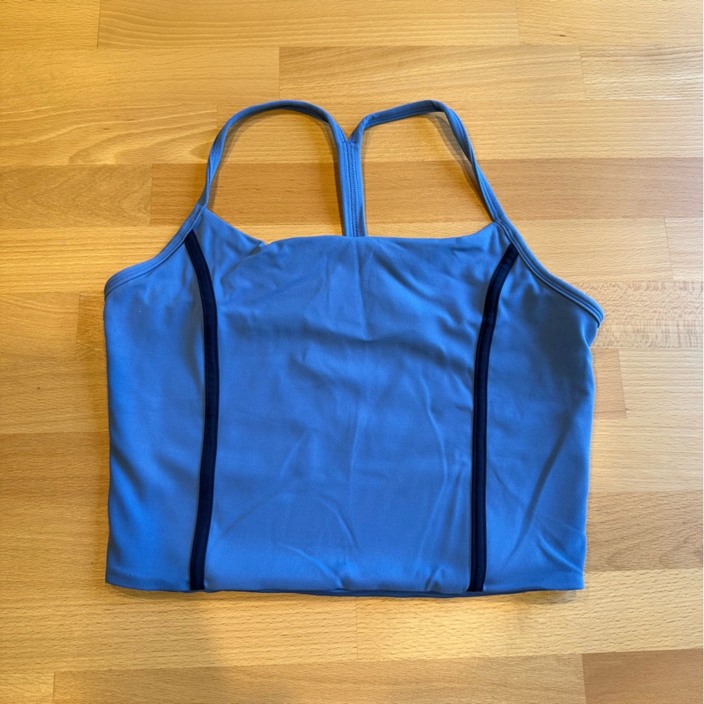 YPB blue workout bra crop top